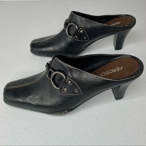 Aerosoles Leather Slip On Heels 6.5 M